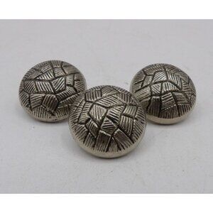 Set Of 3 Silver Tone Metal Mosaic Pattern Buttons For Dress Or Jacket  7/8 in D
